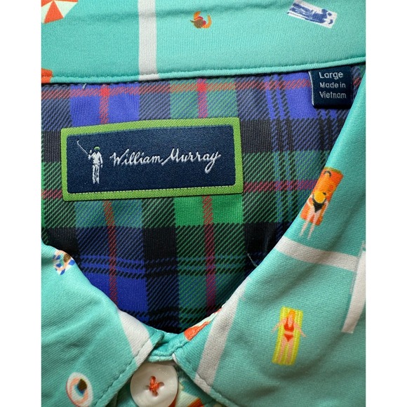 William Murray Fish Outta Water Golf Polo Shirt Men's L Pool Party Short Sleeve - Picture 3 of 8